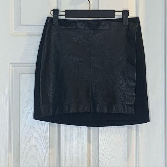 Theory Stila Leather Wrap Mini Skirt Size 2 - Picture 12 of 13